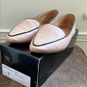 J Crew Leather Edie Loafers with Piping Deep Blush (Ballet Pink) and Black